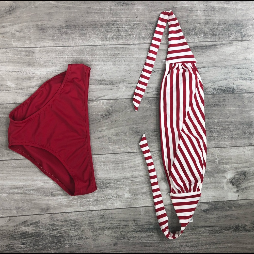 Red stripe bikini